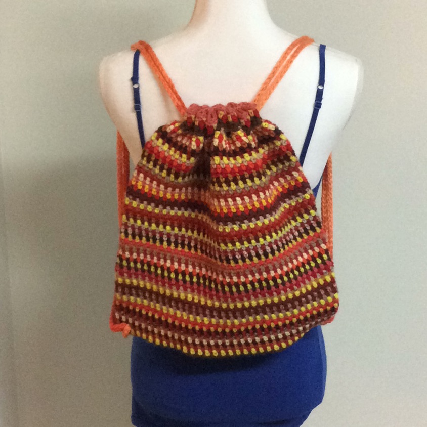 Handmade Multicolored Drawstring Backpack
